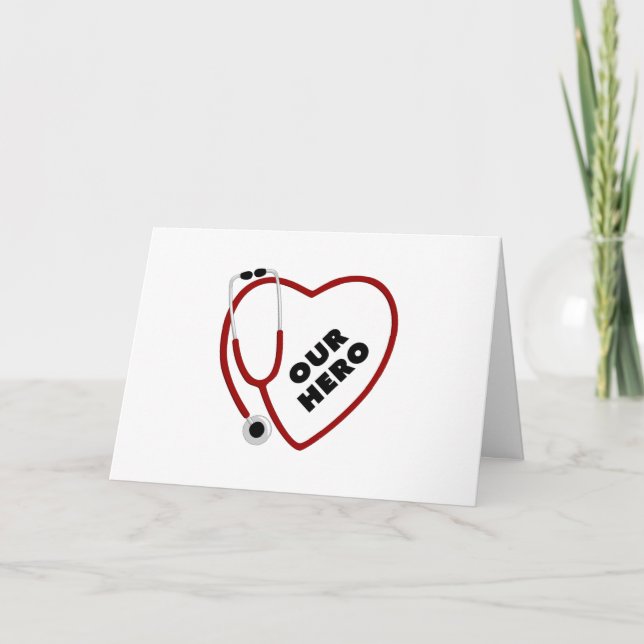 Vår Hero Nurse Doktor Red Heart Stethoscope Tack Kort (Framsida)
