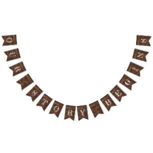 Vår historia börjar Barn Wood Bröllop Vimplar