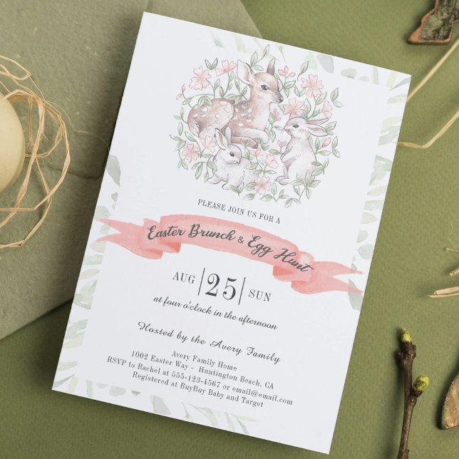 Vår Hjort Bunny Brunch & Egg Hunt Påsk Inbjudningar (Skapare uppladdad)
