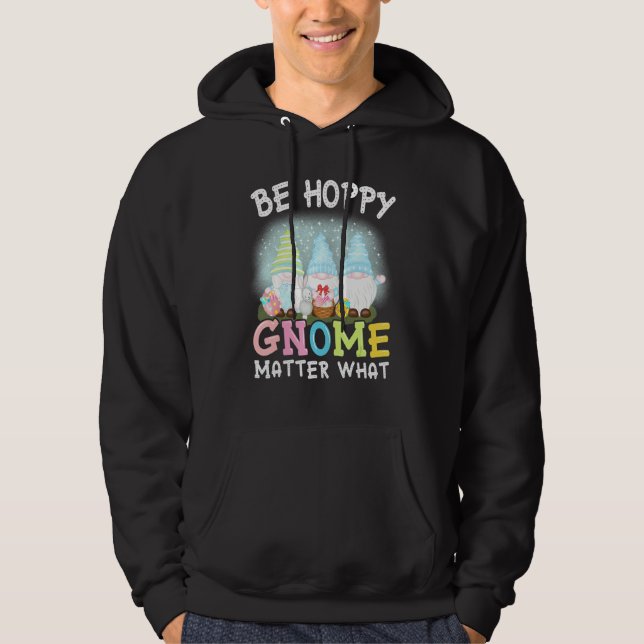 Var Hoppy Gnome Matter vad Vår Cute Påsk dag Hoodie (Framsida)