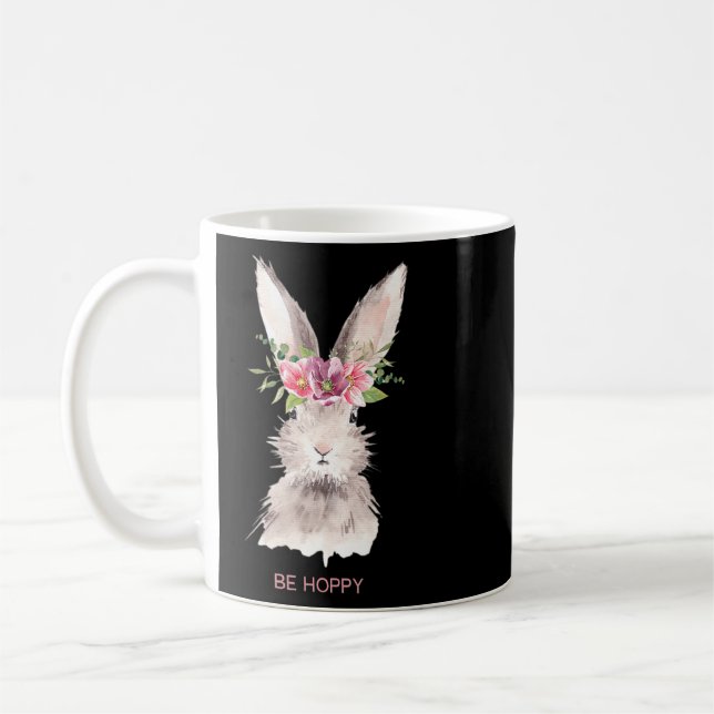 Var Hoppy Vår-kaninens Påskhare med Flowers W Kaffemugg (Vänster)
