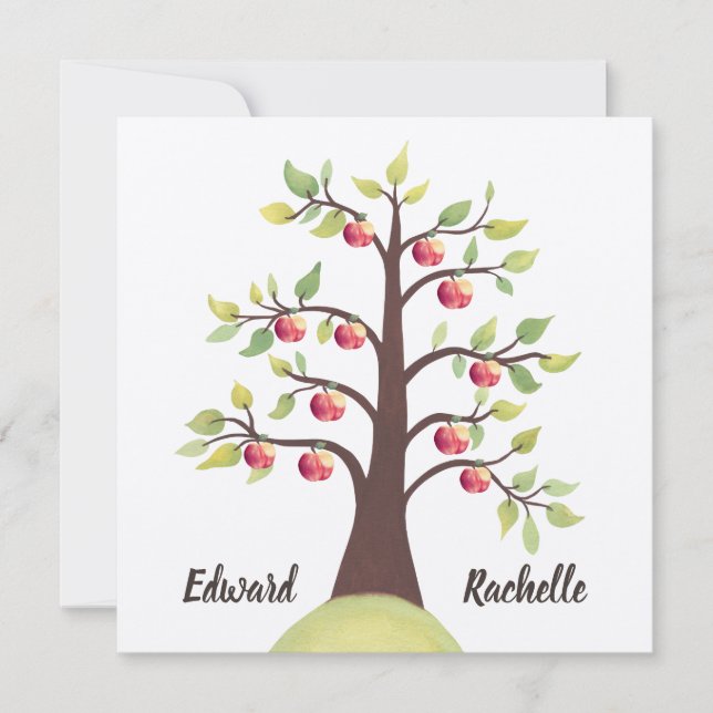 Vår höstas Förlovning Bröllop Apple Träd Inbjudningar (Framsida)