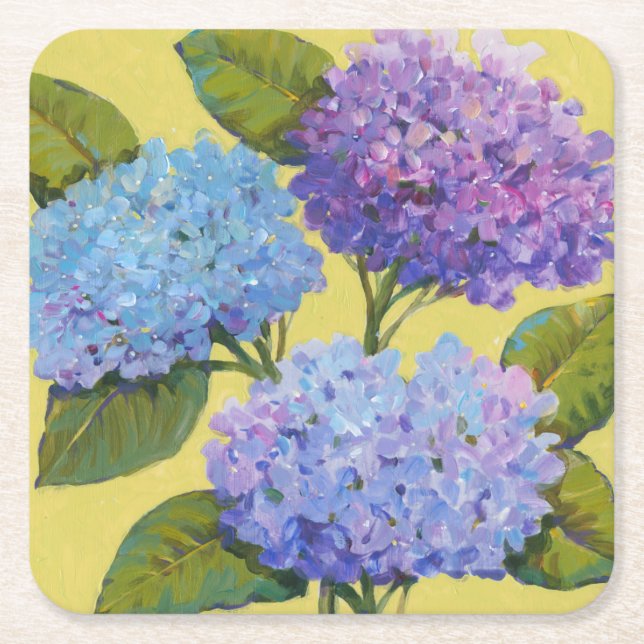 Vår Hydrangeas I Underlägg Papper Kvadrat (Framsidan)