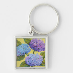Vår Hydrangeus I Fyrkantig Silverfärgad Nyckelring