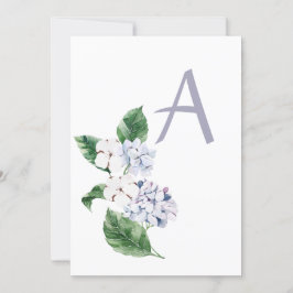 Vår HYRDANGEA med anpassningsbar bokstav Inbjudningar