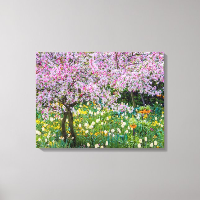 Vår i Claude Monets trädgård Canvastryck (Framsida)