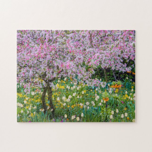 Vår i Claude Monets trädgård Pussel (Horisontell)