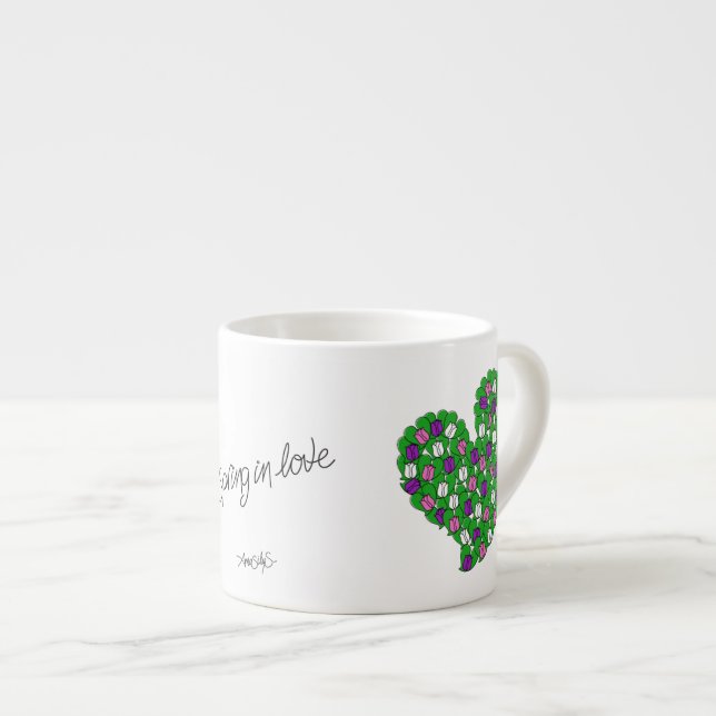 Vår i Kärlek-färgade tulpaner (rosa,lila,vitt) Espressomugg (Framsida höger)