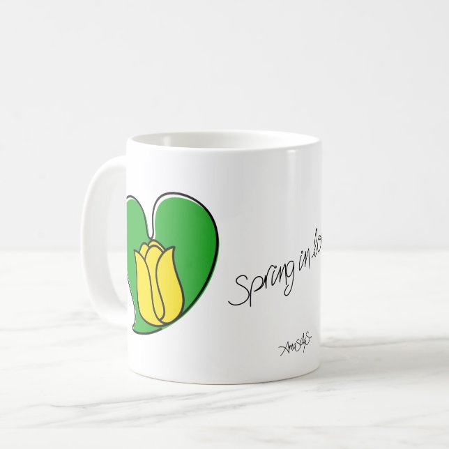 Vår i Kärlek - Gult Tulips-kaffe Mugg (Framsida vänster)