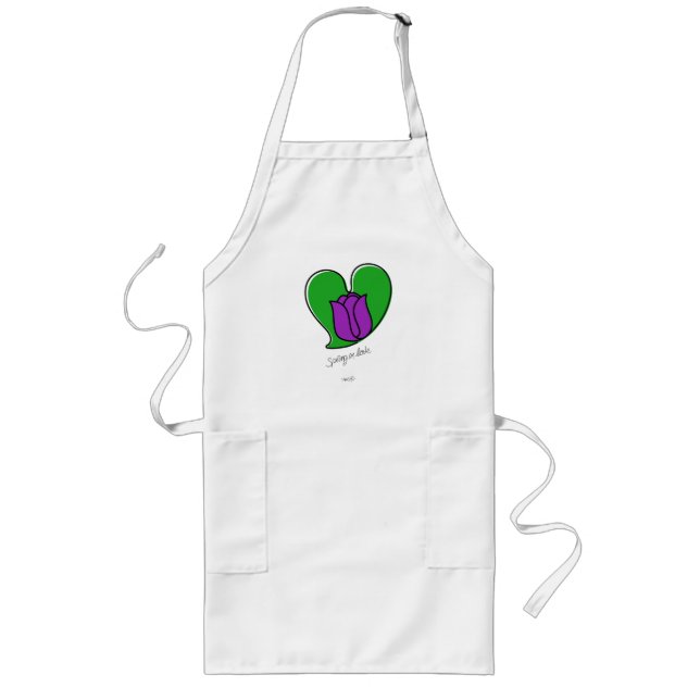 Vår i Kärlek - Lila Tulips Long Apron Långt Förkläde (Framsidan)