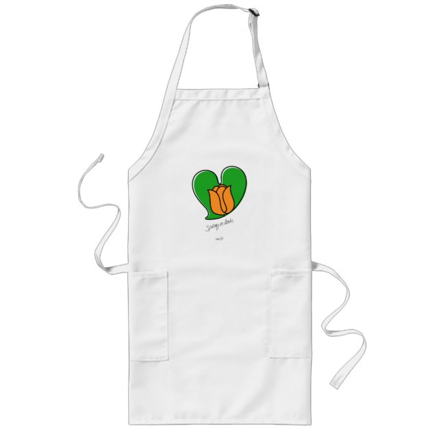Vår i Kärlek - Orange Tulips Long Apron Långt Förkläde (Framsidan)
