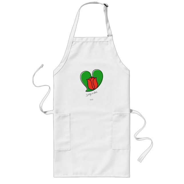 Vår i Kärlek - Red Tulips Long Apron Långt Förkläde (Framsidan)