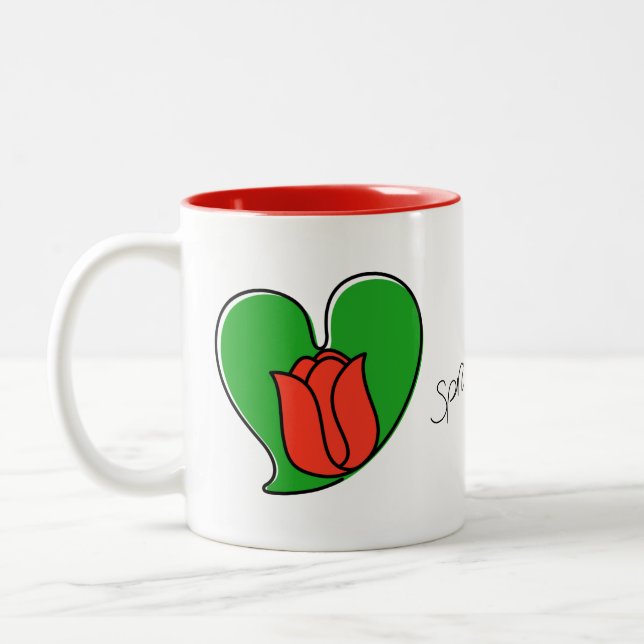 Vår i Kärlek - Röda Tulips tvåtonskafett Mugg (Vänster)