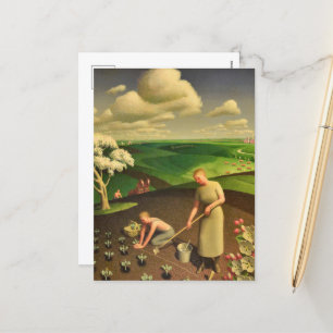 Vår i Land efter Grant Wood Helg Vykort