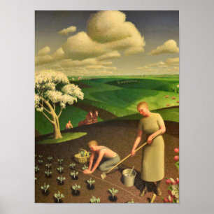 Vår i Land efter Grant Wood Poster