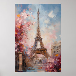 Vår i Paris Eiffeltornet Oljemålning Poster