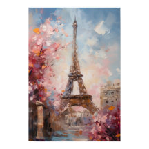 Vår i Paris Eiffeltornet Oljemålning