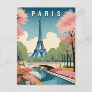 Vår i Paris Frankrike Eiffel Torn Retro Travel Vykort