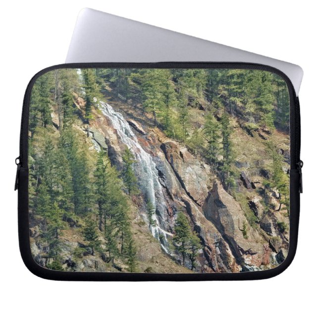Vår i Rockies Canada Scenia Waterfall Art Laptop Sleeve (Framsidan)
