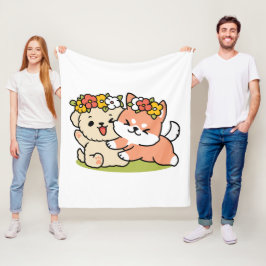 Vår i skärpa - Adsible Hund Illustration Fleecefilt