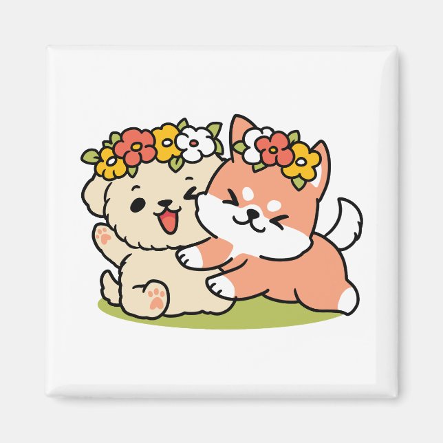 Vår i skärpa - Adsible Hund Illustration Magnet (Framsidan)