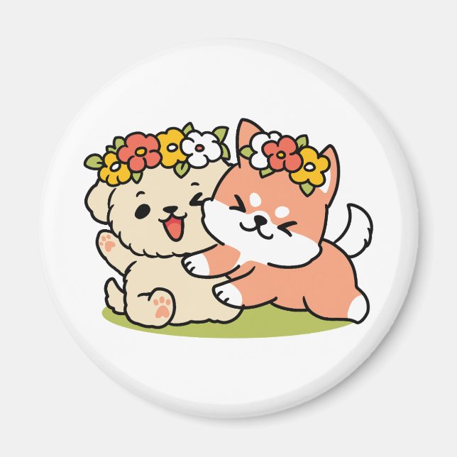 Vår i skärpa - Adsible Hund Illustration Magnet (Framsidan)