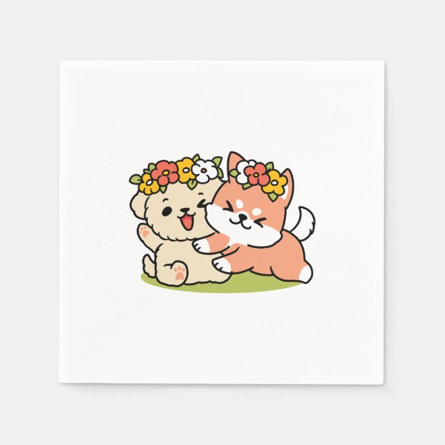 Vår i skärpa - Adsible Hund Illustration Pappersservett (Framsidan)