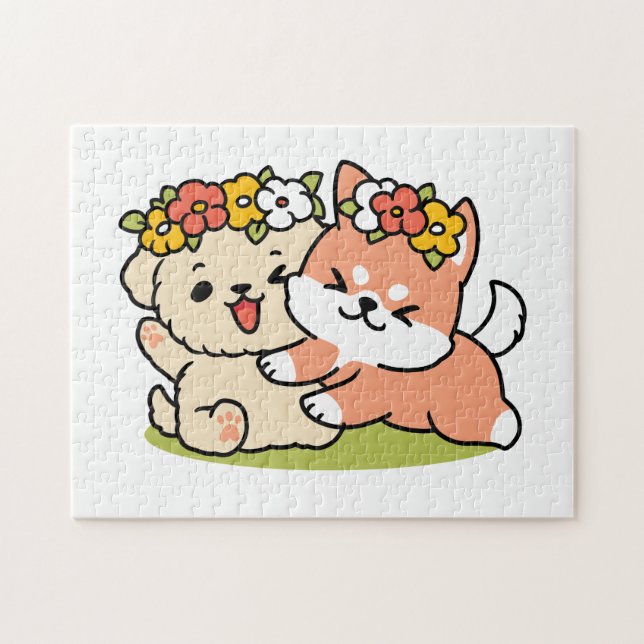 Vår i skärpa - Adsible Hund Illustration Pussel (Horisontell)