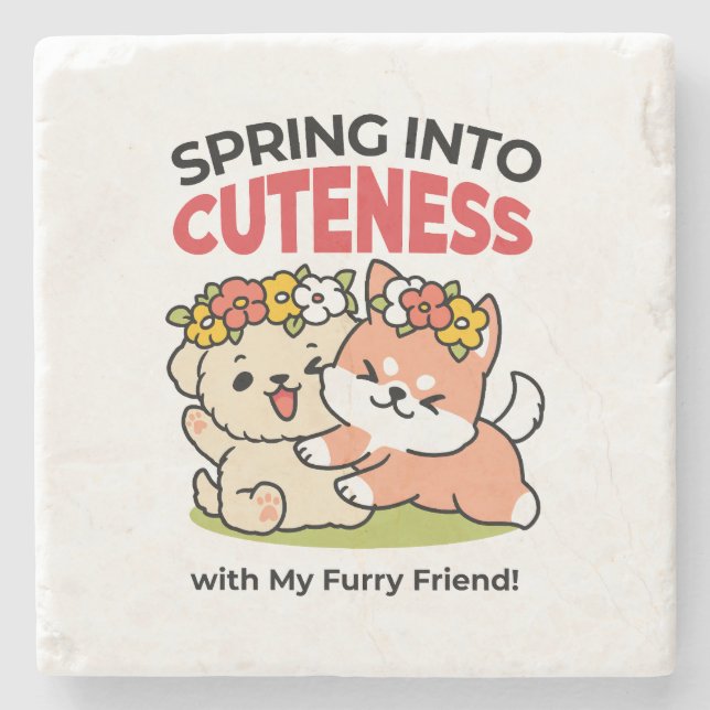 Vår i skärpa - Adsible Hund Illustration Stenunderlägg (Framsidan)