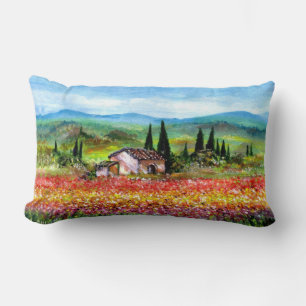 VÅR I TOSCANA / FÄRGFULLA BLOMSTERFÄLT LUMBARKUDDE