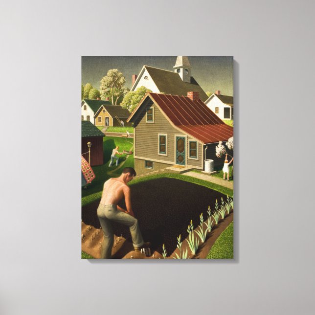 Vår i Town, 1941 by Grant Wood Canvastryck (Framsida)