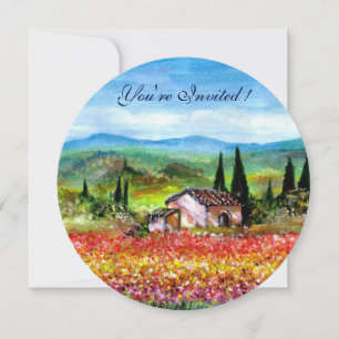 VÅR I TUSCANIA, ljust rött rosa gult blått Inbjudningar