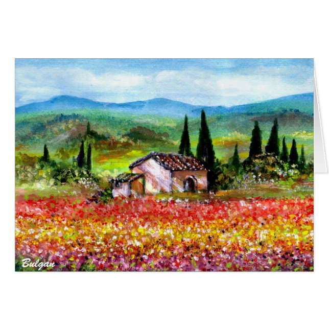 VÅR I TUSCANY LANDSCAPE HÄLSNINGSKORT (Framsidan Horizontal)
