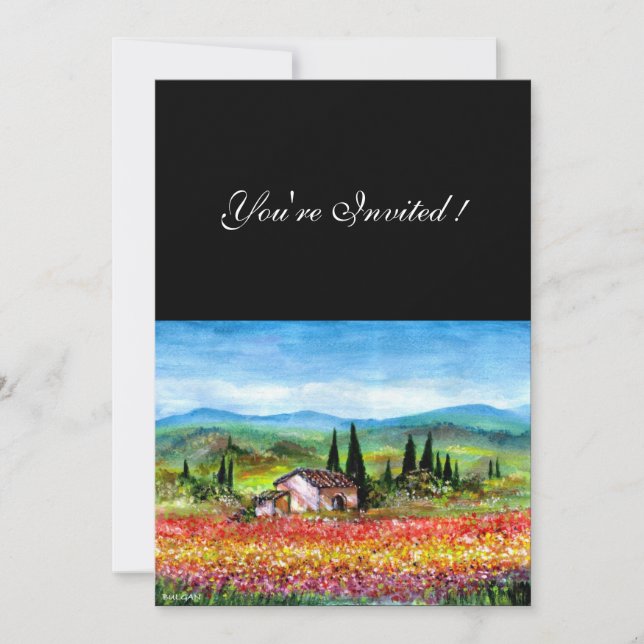 VÅR I TUSCANY, ljust röd rosa gul blå Inbjudningar (Framsida)
