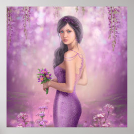 Vår Illustration, vacker Fantasy-kvinna med p Poster