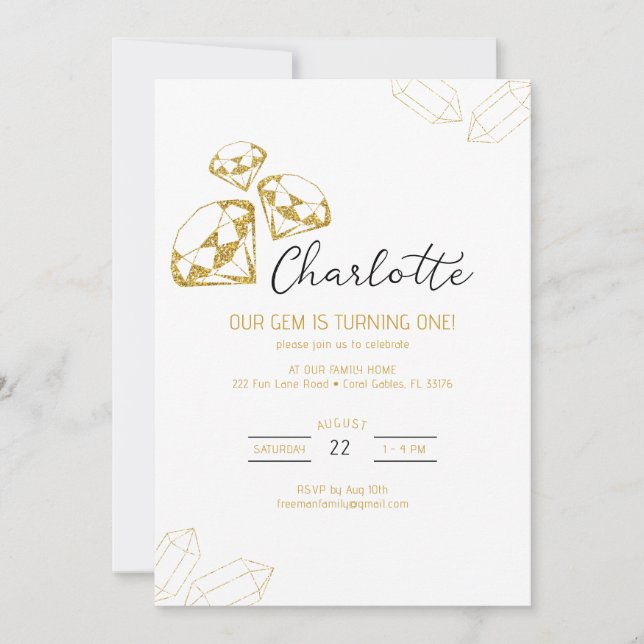 Vår inbjudan till Guld Diamond på födelsedagen (Framsida)