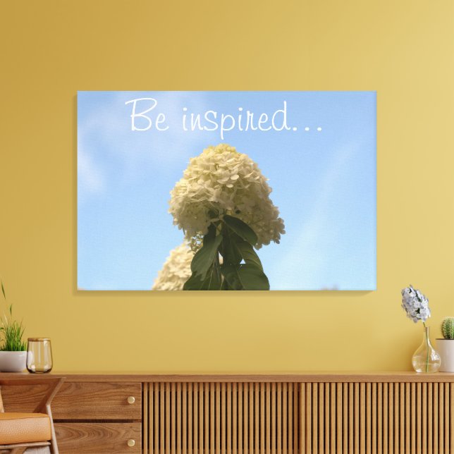 Var inspirerad Hydrangea Blå himmel Canvas (Insitu (Vardagsrum))