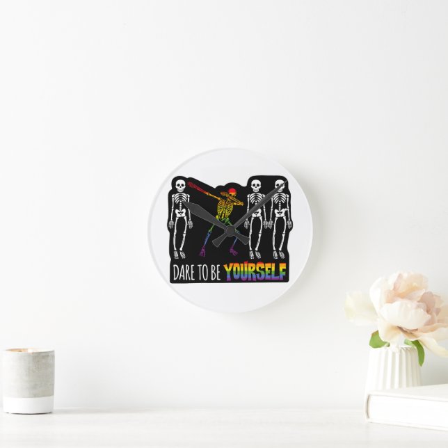 Var inte din Halloween-dabbing Skeleton Rund Klocka (Hem)