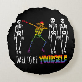 Var inte din Halloween-dabbing Skeleton Rund Kudde