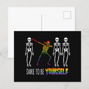 Var inte din Halloween-dabbing Skeleton Vykort