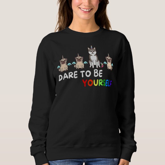 Var inte din Hund Pug Husky Lgbt Pride Autis T Shirt (Framsida)