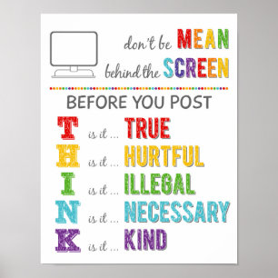 Var inte Elak bakom Skärm Anti Cyber Bully P Poster