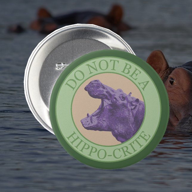 Var inte en hippocrite - Punny Lila African Hippo Knapp (Skapare uppladdad)