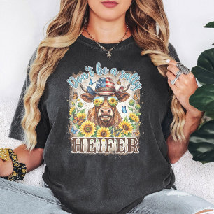 Var Inte En Salt Kviga Rolig Ko Amerikansk Flagga  T Shirt