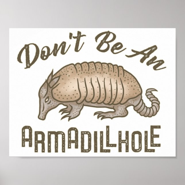Var inte ett Armadillhole Funny Armadillo Animal Poster (Framsidan)