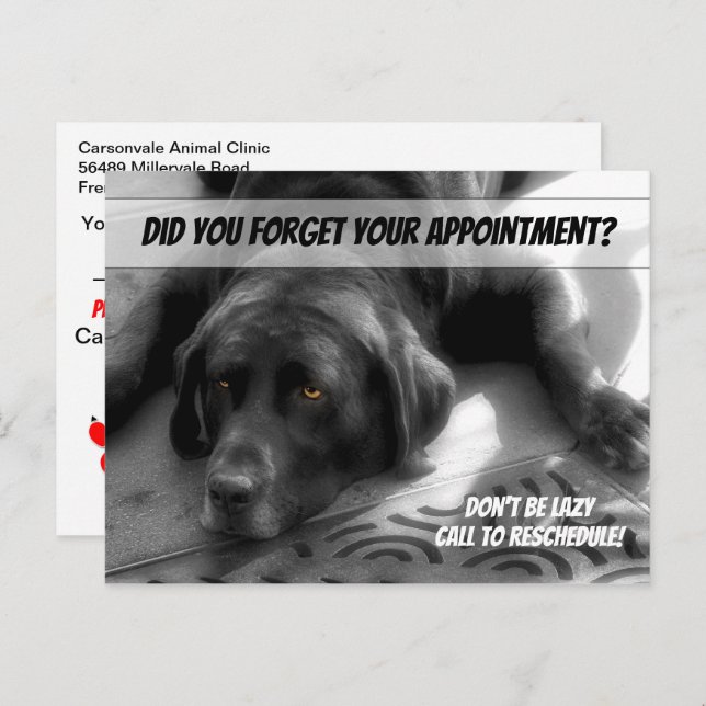 Var inte lat Missad tidbokningskort Vykort (Fram/baksida)