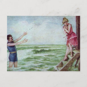Var inte rädd 1910 Bathing Kostym Vykort