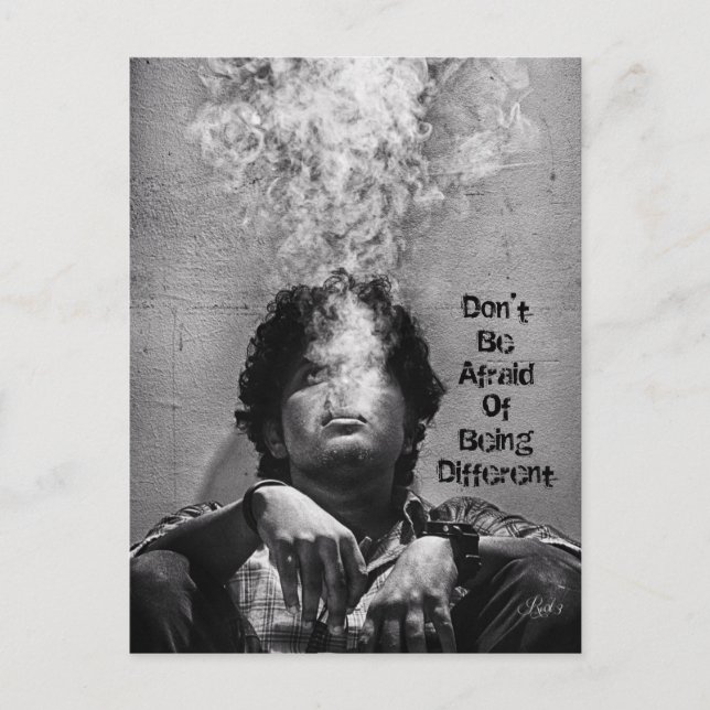Var inte rädd för att vara annorlunda vykort (Framsida)