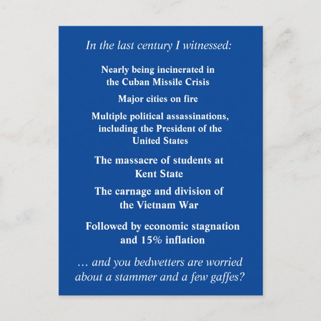 Var inte så rädd för att stödja Joe Biden Vykort (Framsida)