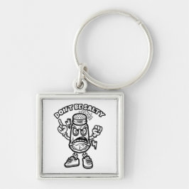 Var inte Salty, en fin illustration Fyrkantig Silverfärgad Nyckelring